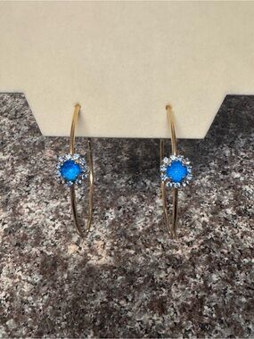 TOVA BIANCA Electric Blue Gold Hoop Earrings